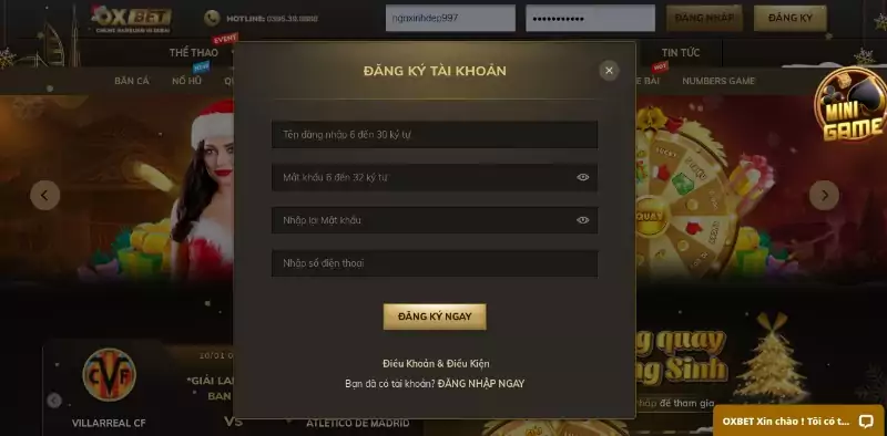 Sau khi tải app về có thể đăng ký tài khoản chơi game