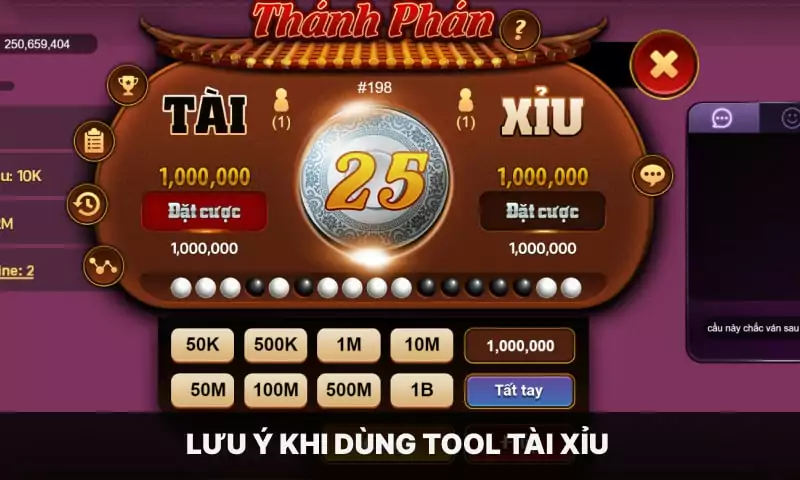 Lưu ý khi dùng tool Tài Xỉu